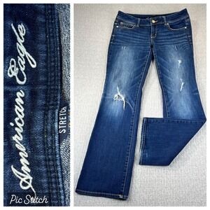 American Eagle Bootcut Slim Jeans Women 10/30X31 1/2 low rise Stretch Distressed